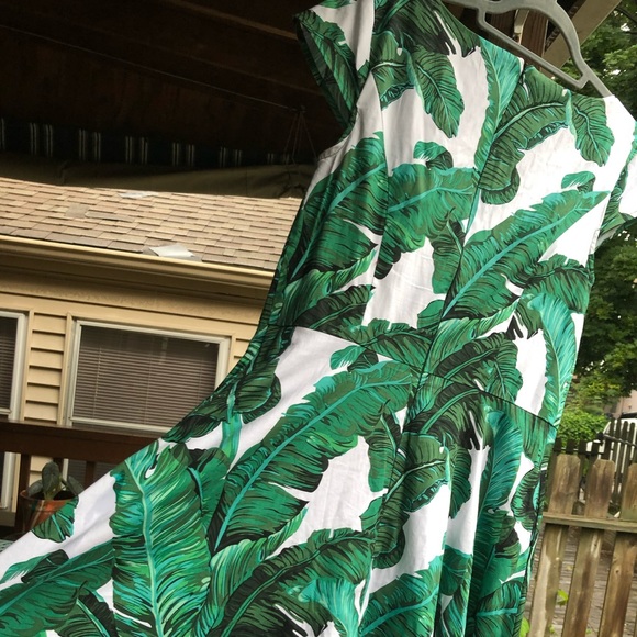 XL ModCloth style dress Pukavt in tropical leaf print XL - Picture 4 of 5